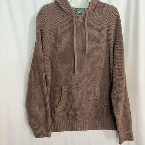American Eagle Vintage Y2K 90s Knit  Minimalist Cozy Hoodie Pullover Brown XXL